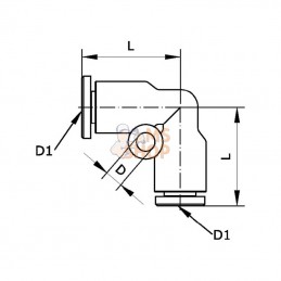 EC14P; KRAMP; Raccord enfichable en L 14mm; pièce detachée