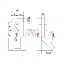 483685; KRAMP; Fléau 40x10x105D17 p/ Rotoram; pièce detachée