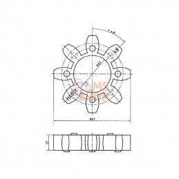 AR90100R; SIT; Croisillon 90/100 98 Shore-A rouge; pièce detachée