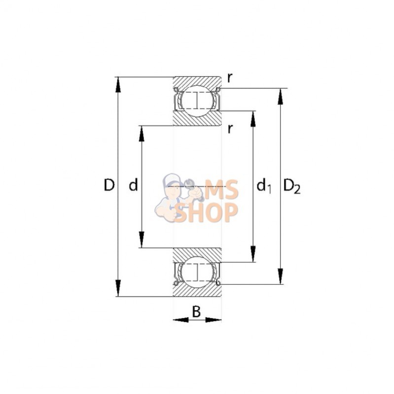 6004HZZ; INA/FAG; Roulement à billes à gorge profonde 20x42x12 mm, S6004-2Z-HLC INA/FAG; pièce detachée