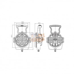 WDWL7R60DT; WELDEX; Phare de travail LED rond 60W 5370lm faisceau large Deutsch poignée; pièce detachée