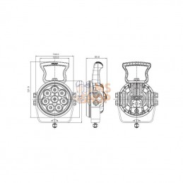 WDWL7R60DT; WELDEX; Phare de travail LED rond 60W 5370lm faisceau large Deutsch poignée; pièce detachée