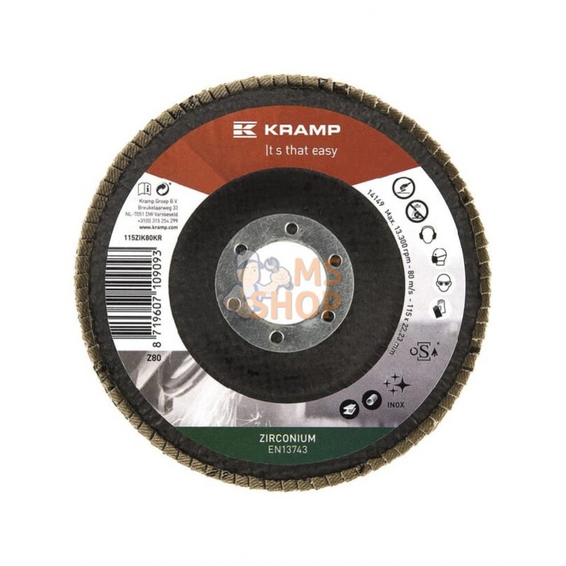 115ZIK80KR; KRAMP; Disque lam. zircon 115mm K80; pièce detachée 115ZIK80KR; KRAMP; Disque lam. zircon 115mm K80; pièce detachée