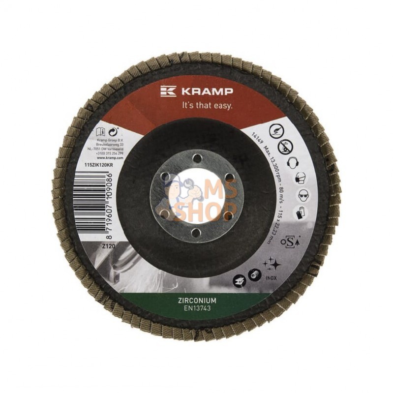 115ZIK120KR; KRAMP; Disque lam. zircon 115mm K120; pièce detachée 115ZIK120KR; KRAMP; Disque lam. zircon 115mm K120; pièce detachée