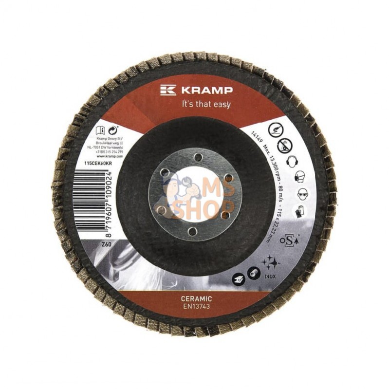 115CEK60KR; KRAMP; Disque lam. céramiq 115mm K60; pièce detachée 115CEK60KR; KRAMP; Disque lam. céramiq 115mm K60; pièce detachée