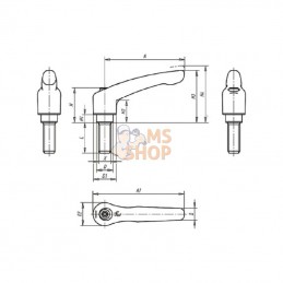 K01225161X60; KIPP; Levier serr. GR5 M16x60 basc.; pièce detachée