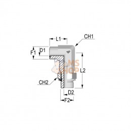 KIOB1606; NON ORIGINAL; Coude 90° ORFS1"-BSP3/8; pièce detachée