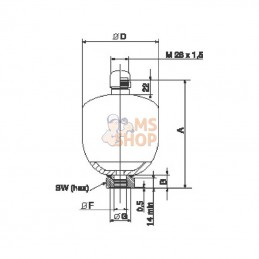 ELM07535000CF; PARKER; Réserv. memb 0,75L p0 = 30 B; pièce detachée