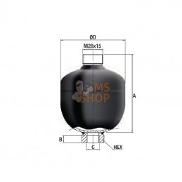 WA21021401OFDA90; SAIP; Accumulateur hydraulique WA, 1,4 L 210/90 bar; pièce detachée