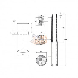 FT401400S; SHW; Dent droite 1400x40, poinçon.; pièce detachée