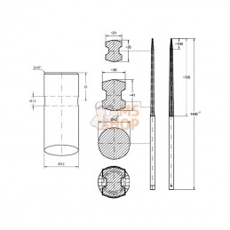 FT421400S; SHW; Dent droite 1400x42, poinçon.; pièce detachée