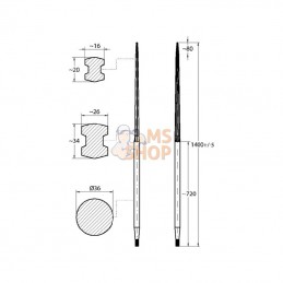 FT4S; SHW; Dent de chargeur L-1400, Ø 36, M22 x 1,5; pièce detachée