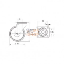 8470UAD160P63; TENTE; Roulettes pivotantes en acier inoxydable à bandage en matière synthétique; pièce detachée