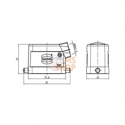 19300101540; HARTING; Capot 10B M20 entrée latérale; pièce detachée