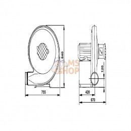 121041000; KONGSKILDE INDUSTRIES A/S; Ventilateur TRL55; pièce detachée