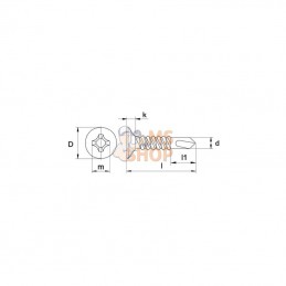 7504P5538P200; KRAMP; Vis autoperforante, Ø 5,5x38 mm, PH3, à tête fraisée, acier, DIN7504; pièce detachée