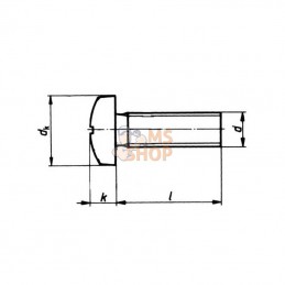 88107650; KRAMP; Vis tête bombée collet carré large fendue M6x50; pièce detachée