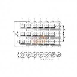 KT5838; REX PRO; Chaîne à rouleaux triple 10B3; pièce detachée