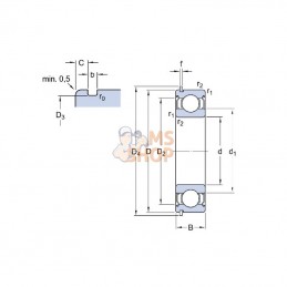 75006204NR; SKF; Roulement à billes à gorge profonde 20x52,7x14 mm, 6204NR SKF; pièce detachée