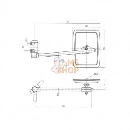 CA6490001; SMAT NORD; Rétroviseur avec bras D. 235x180 EA40 Ø20; pièce detachée