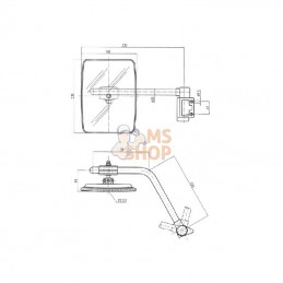 CA6494000; SMAT NORD; Rétroviseur avec bras D. 235x180 EA40 Ø20; pièce detachée