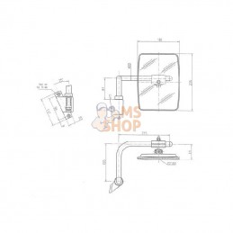 CA6451000; SMAT NORD; Rétroviseur avec bras D. 235x180 EA98 Ø20; pièce detachée