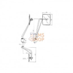 CA6733000; SMAT NORD; Rétroviseur avec bras D. 235x180 EA88 Ø20; pièce detachée