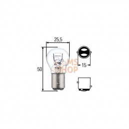 8GD002078121; HELLA; Ampoule 12 V P21 5 W 21/5 W BAY15d; pièce detachée