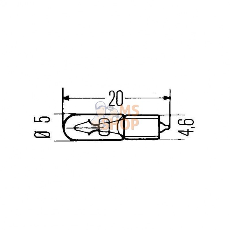 8GP002095121; HELLA; Ampoule 12 V W1,2W 1,2 W W2x4,6d; pièce detachée