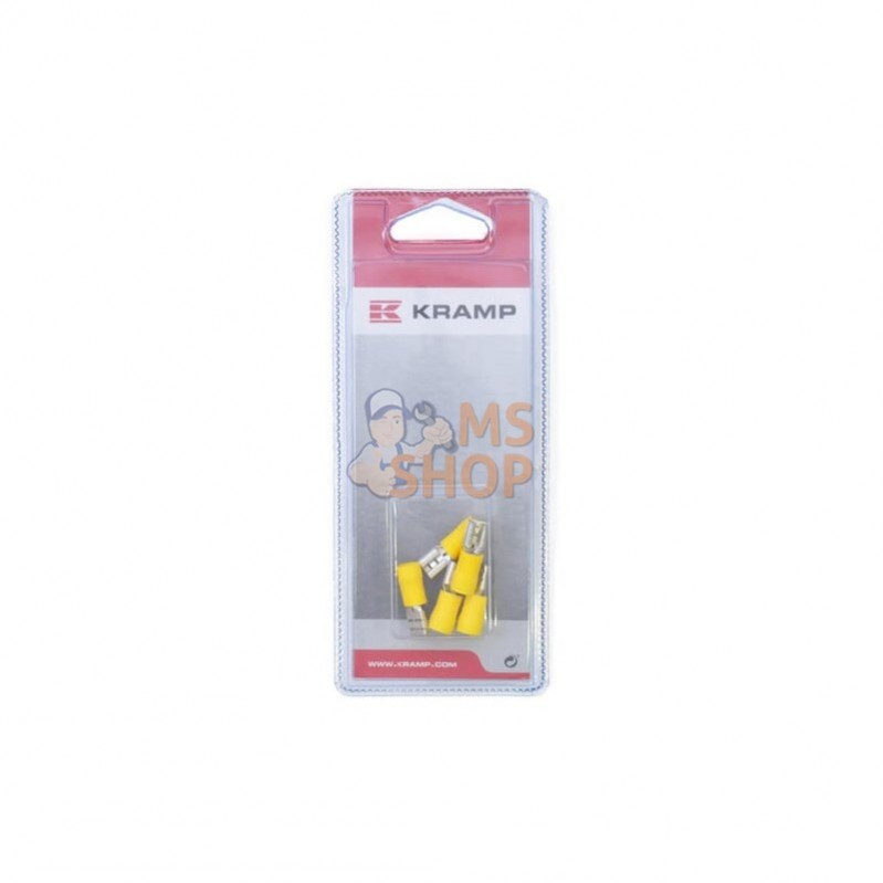 KRLA9020P005; KRAMP BLISTER; Douille fiche plate jaune 6.3mm; pièce detachée KRLA9020P005; KRAMP BLISTER; Douille fiche plate jaune 6.3mm; pièce detachée
