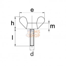 316610RVSAMP001; KRAMP; Wing screw DIN316 M 6x10 stainless steel; pièce detachée