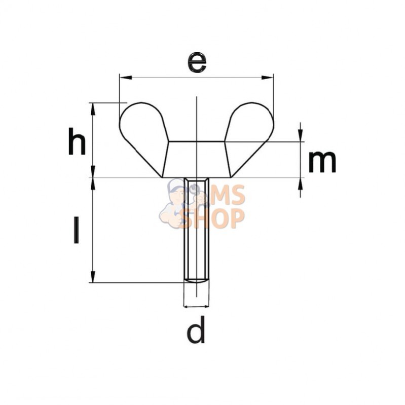 316610RVSAMP001; KRAMP; Wing screw DIN316 M 6x10 stainless steel; pièce detachée