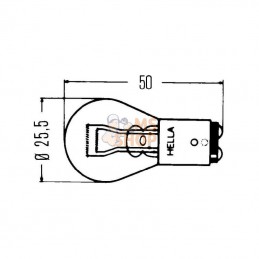 8GD002078121; HELLA; Ampoule 12 V P21 5 W 21/5 W BAY15d; pièce detachée