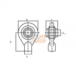 KR25765; MAC POWER; Fond de vérin G25.4 L=65; pièce detachée