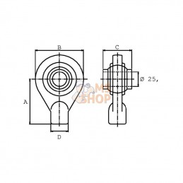 KR25765; MAC POWER; Fond de vérin G25.4 L=65; pièce detachée