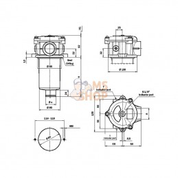 MPF91004; MP FILTRI; Boîtier filtre 1 av indic PRT; pièce detachée