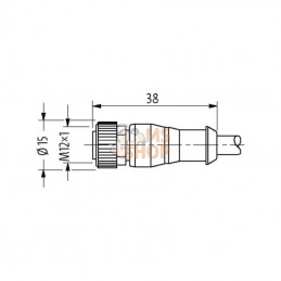 7000122212240500; MURR ELEKTRONIK; Câble capt. M12,PUR/PVC,4-p,5m; pièce detachée