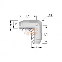 K4512; NON ORIGINAL; coude 45° Mâle JIC 3/4; pièce detachée