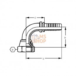 PA162190; ALFAGOMMA; Embout DN16 F 1 5/16" JIC 90; pièce detachée