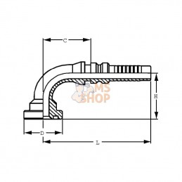 SFLH403290; ALFAGOMMA; Raccord à sertir a bride 4SH-DN40+Bride Ø 71,4 mm-90°; pièce detachée