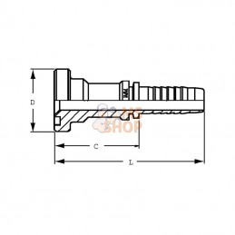 PFLK1610; ALFAGOMMA; Raccord Komatsu DN16-Ø34; pièce detachée