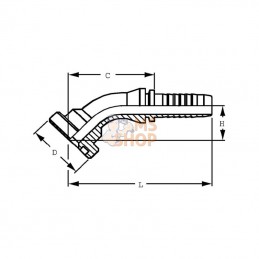 PFLK161045; ALFAGOMMA; Raccord Komatsu DN16-Ø34 45°; pièce detachée