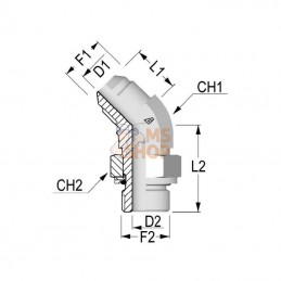 KIB451712; ALFAGOMMA; Raccord coudé 1"1/16 UNF x 3/4; pièce detachée