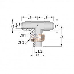 TIB0704; ALFAGOMMA; Adaptat.-T 7/16"JIC x 1/4"BSP; pièce detachée