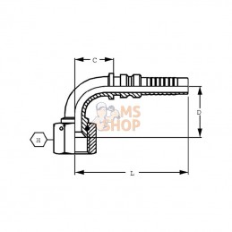 DKJH201790; ALFAGOMMA; Raccord 4SH-DN20-1"1/16 JIC90°; pièce detachée