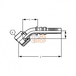 DKJH201745; ALFAGOMMA; Raccord 4SH-DN20-1"1/16 JIC45°; pièce detachée
