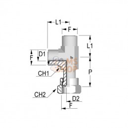 LORFS23; ALFAGOMMA; Raccord T renverse orientable JIC/UNF 1 7/16 ORFS; pièce detachée
