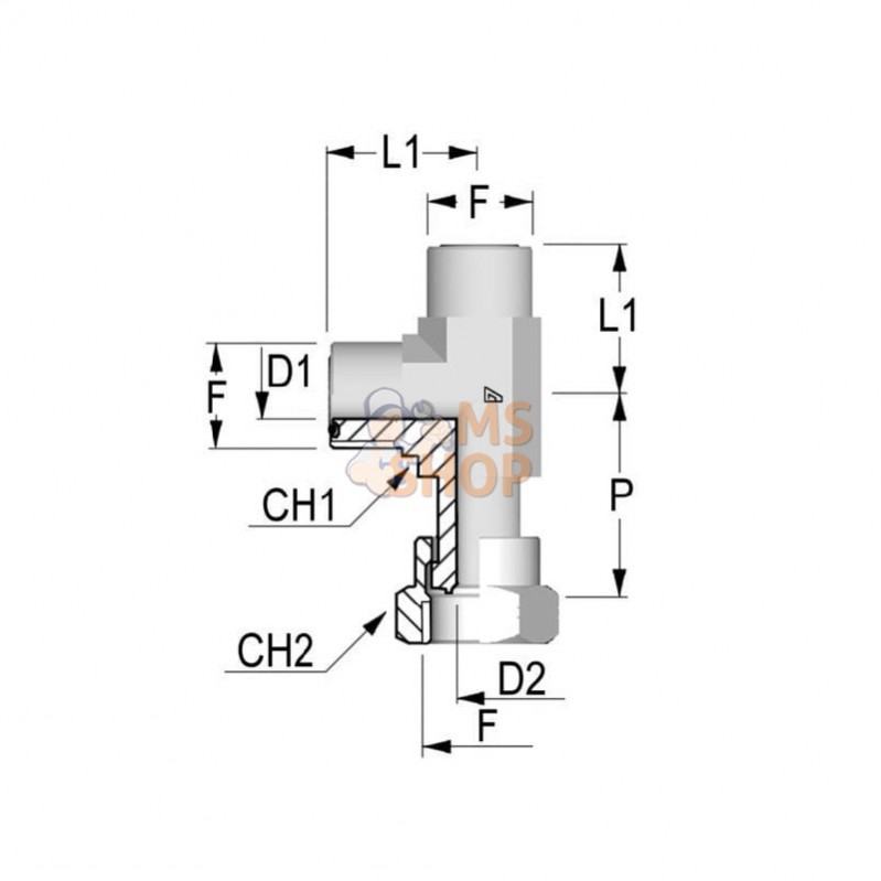 LORFS23; ALFAGOMMA; Raccord T renverse orientable JIC/UNF 1 7/16 ORFS; pièce detachée LORFS23; ALFAGOMMA; Raccord T renverse orientable JIC/UNF 1 7/16 ORFS; pièce detachée