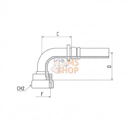 DAVH252390; ALFAGOMMA; Raccord 4SH-DN25-1"7/16ORFS90°; pièce detachée