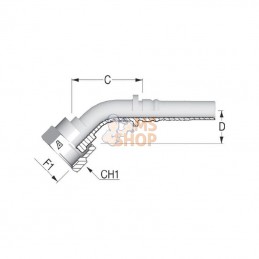 DAVH202345; ALFAGOMMA; Raccord 4SH-DN20-1"7/16ORFS45°; pièce detachée